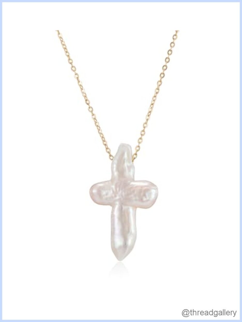 Freshwater Pearl Cross Necklace 18in Gold Plated